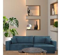 Karl L Maxi Corner Sofa Bed Corduroy Upholstery Storage Springs Universal Left Or Right Hand Side Design Blue