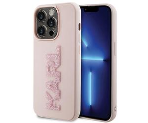 Karl Lagerfeld 3D Rubber Glitter Logo Case for iPhone 15 Pro 6.1" Pink - NEW
