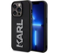 Karl Lagerfeld 3D Rubber Glitter Logo Case for iphone 15 Pro Max 6.7" Black - KLHCP15X3DMBKCK