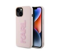 Karl Lagerfeld 3D Rubber Glitter Logo Case, Pink - iPhone 15 Plus