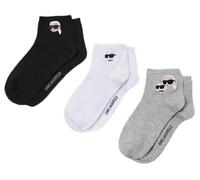 Karl Lagerfeld B.V IKON Short Socks (Pack of 3), Black/White/Grey, 39-42