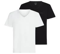 KARL LAGERFELD B.V Men's Elongated Logo V-Neck Tee(2 Pack) Undershirt, White/Black, XL