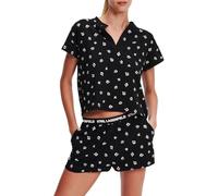 Karl Lagerfeld B.V Women's Short Pj Set Pajama, Ikon Karl Lagerfeld All Over Print Black, S