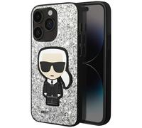 Karl Lagerfeld Case for iPhone 14 Pro Glitter Flakes Ikonik, Silver