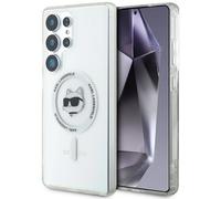 CG MOBILE Karl Lagerfeld Button Choupette Head Printed Logo, Compatible with MagSafe Case for Samsung Galaxy S25 Ultra (White)