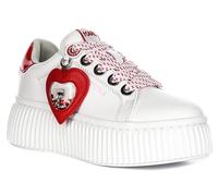 Karl Lagerfeld Creeper Valentine Lace Up Womens Trainer In White Red UK 3 - 8