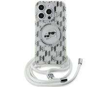 Karl Lagerfeld Klhmp15lhckcklct Iphone 15 Pro 6.1 Iml Crossbody Monogram Karl&choupette Head Phone Case
