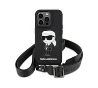 Karl Lagerfeld Crossbody Silicone Ikonik Hardcase KLHCP15SSCBSKNK, Black - iPhone 15
