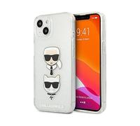 Karl Lagerfeld Glitter Karl & Choupette Head Case, Silver - iPhone 13 mini