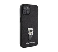 Karl Lagerfeld KLHCP15SGKNPSK Case for iPhone 15 6.1 Inch Black Hard Case Fixed Glitter Ikonic Logo Metal Pin