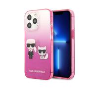 Karl Lagerfeld Gradient Iconic Karl & Choupette Case, Pink - iPhone 13 Pro