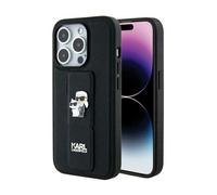 Karl Lagerfeld Gripstand Saffiano Karl & Choupette Case, Black - iPhone 13 Pro