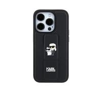 Karl Lagerfeld Gripstand Saffiano Karl & Choupette Pins Case, Black - iPhone 11