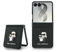 Karl Lagerfeld Hardcase Galaxy Z Flip 8 Saffiano Leather Case Black Logo Metal