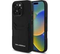 Karl Lagerfeld HC Grained PU Cardslot Metal Elong Case for iPhone 16 Pro Max 6.9" Black - KLHCP16XPKHPORPK
