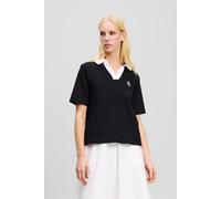 Karl Lagerfeld Ikon Patch Polo T-shirt Black size S | Shirts Outlet | Women | Black S