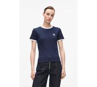Karl Lagerfeld Ikon Patch Slim Fit Rib Tshirt Evening Blue size S | Shirts Outlet | Women | Blue S