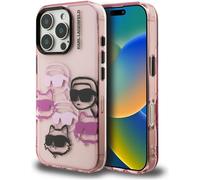 Karl Lagerfeld IML Multi Karl & Choupette Head Pattern Case iPhone 16 Pro Pink