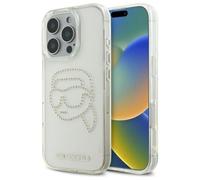 CG MOBILE Karl Lagerfeld IML Hard Case for iPhone 16 Pro Max with Rhinestones Karl Head Logo, Slim Profile, Lightweight, Easy Snap-on, Drop Protection, Sustainable Packing - Transparent