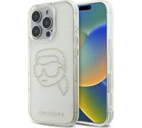 Karl Lagerfeld IML Rhinestones Karl Head Hardcase for iPhone 16 Pro 6.3" Clear