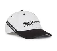 KARL LAGERFELD JEANS Men's Nylon Tape Cap, White, One Size