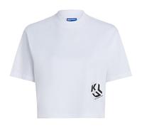 Karl Lagerfeld Jeans Women's Reg Cropped Monogram Tee T-Shirt, White, XL