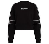 KARL LAGERFELD JEANS, Women's, Relaxed Crop Piping Sweat, Relaxed Fit, Black, L
