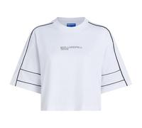 KARL LAGERFELD JEANS Women Relaxed Cropped Piping T-Shirt White S