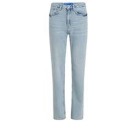 KARL LAGERFELD JEANS, Women's, High Rise Straight Denim with Slit, Straight Leg, Blue, 3130