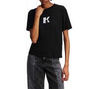 KARL LAGERFELD JEANS Women's KLJ Regular Short Sleeve K-Logo TEE T-Shirt, Black, XS