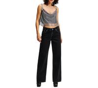 KARL LAGERFELD JEANS, Women's, Mid Rise Relaxed Denim, Relaxed Leg, Washed Black Od Black, 3132