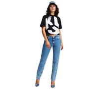 KARL LAGERFELD JEANS Women's Mom Denim Jeans, Bright Blue Marble, 26W x 32L