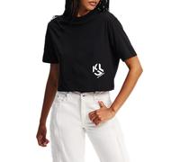 KARL LAGERFELD JEANS, Women's, Regular Short Sleeve Cropped Monogram Tee, Regular Fit, Black, L