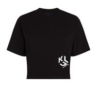 KARL LAGERFELD JEANS, Women's, Regular Short Sleeve Cropped Monogram Tee, Regular Fit, Black, XL