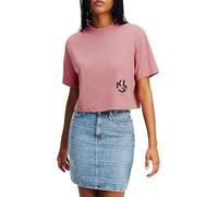 KARL LAGERFELD JEANS, Women's, Regular Short Sleeve Cropped Monogram Tee, Regular Fit, Pink, XS