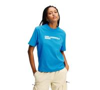 KARL LAGERFELD JEANS, Women's, Regular Short Sleeve Essential Logo Tee, Regular Fit, Blue, L