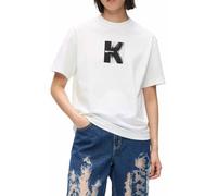 Karl Lagerfeld Jeans, Women's Regular Short Sleeve K Logo Tee, Regular Fit, White, S, White, S