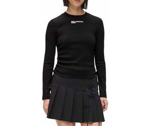 Karl Lagerfeld Jeans Women's, Ruched Ribbed Top Blouse, Black, L