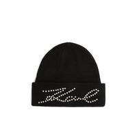 Karl Lagerfeld K/Signature rhinestones-embellished ribbed beanie hat - Black One Size