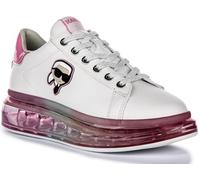 KARL LAGERFELD Kapri Kushion Women's Nft Lo Lace Clear Sole Low Cut Trainers (White Pink, UK 5)