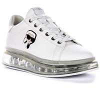 KARL LAGERFELD Kapri Kushion Women's Nft Lo Lace Clear Sole Low Cut Trainers (White Silver, UK 3)