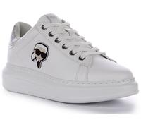 Karl Lagerfeld Kapri Lo Mid Cut Low Lace Up Womens Trainer White Silver UK 3 - 8