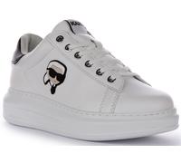 Karl Lagerfeld Kapri Lo Mid Cut Low Lace Up Womens Trainer White Silver UK 3 - 8