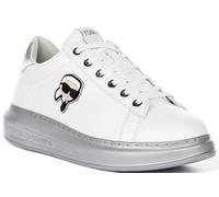 Karl Lagerfeld Kapri NFT Lo Mid Laced Womens Trainer In White Silver UK 3 - 8