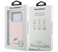 CG MOBILE Karl Lagerfeld Karl & Choupette Head Bolt Saffiano Compatible with MagSafe Case for iPhone 17 Pro (Rose)