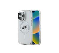 CG MOBILE Karl Lagerfeld KLHMP16XHLSKCH Case for iPhone 16 Pro Max 6.9 Inch White Hard Case IML Metal Karl & Choupette Head