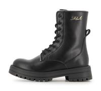 Karl Lagerfeld Kids - Mid-calf Lace-up Boot In Cowhide Leather - Black - Girl - Size 34