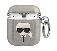 Karl Lagerfeld KLA2UKHGK Case for AirPods Black Glitter Karl's Head