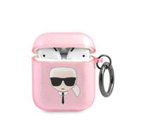 Karl Lagerfeld KLA2UKHGP Case for AirPods Pink Glitter Karl's Head