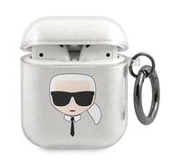 Karl Lagerfeld KLA2UKHGS Case for AirPods Silver Glitter Karl's Head